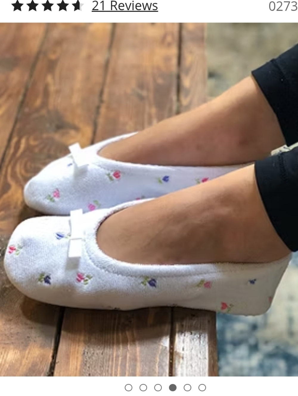 Isotoner Embroidered Terry Women's‎ Ballerina Slippers Roses